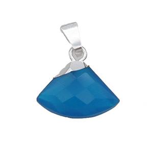 Blue Agate Fan Pendant Dye Silver Plated, approx 11-16mm [GM18669]