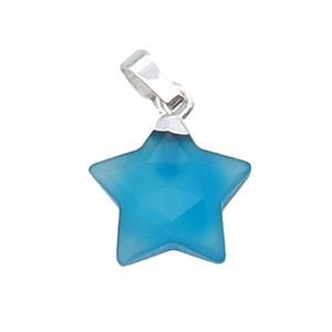 Blue Agate Star Pendant Dye Silver Plated, approx 12.5mm [GM18676]