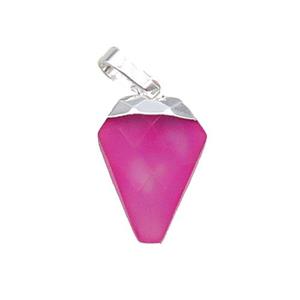 Hotpink Dye Agate Arrowhead Pendant Silver Plated, approx 11-16mm [GM18681]