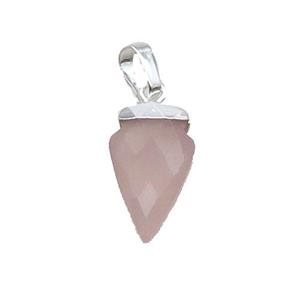 Pink Rose Quartz Arrowhead Pendant Silver Plated, approx 9-15mm [GM18688]