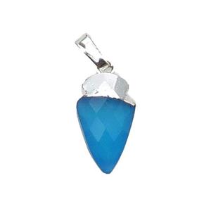 Blue Agate Arrowhead Pendant Dye Silver Plated, approx 9-15mm [GM18693]