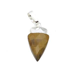 Tiger Eye Stone Arrowhead Pendant Silver Plated, approx 9-15mm [GM18694]