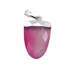 Hotpink Agate Tongue Pendant Dye Silver Plated, approx 11-16mm [GM18697]