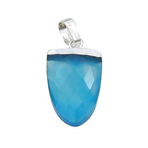 Blue Agate Tongue Pendant Dye Silver Plated, approx 11-16mm [GM18698]
