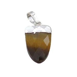 Tiger Eye Stone Tongue Pendant Silver Plated, approx 11-16mm [GM18701]