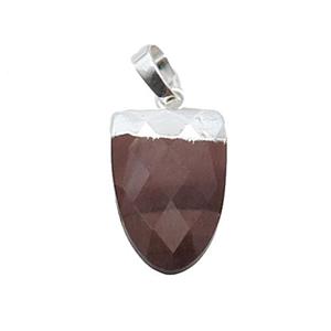 Red Tiger Eye Stone Tongue Pendant Silver Plated, approx 11-16mm [GM18702]