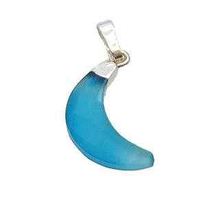 Blue Agate Moon Pendant Dye Silver Plated, approx 13-19mm [GM18706]