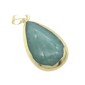 Green Aventurine Teardrop Pendant Gold Plated, approx 20-30mm [GM18713]