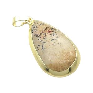 Picture Jasper Teardrop Pendant Gold Plated, approx 20-30mm [GM18715]