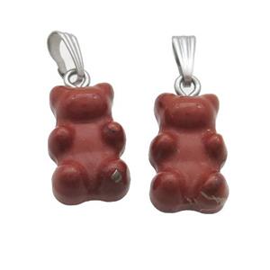 Red Jasper Bear Pendant, approx 11-18mm [GM18774]