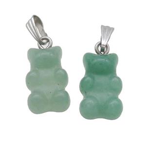 Green Aventurine Bear Pendant, approx 11-18mm [GM18775]