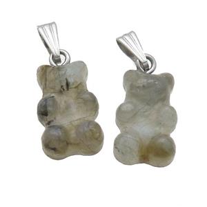 Labradorite Bear Pendant, approx 11-18mm [GM18777]