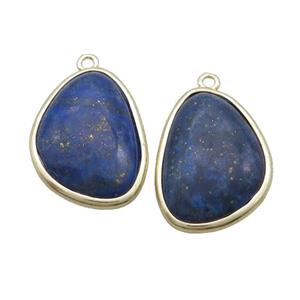 Blue Lapis Teardrop Pendant Gold Plated, approx 17-23mm [GM18784]