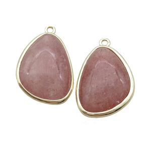 Pink Strawberry Quartz Teardrop Pendant Gold Plated, approx 17-23mm [GM18786]