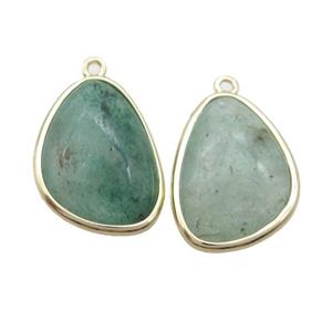 Green Strawberry Quartz Teardrop Pendant Gold Plated, approx 17-23mm [GM18787]
