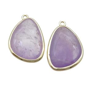 Purple Amethyst Teardrop Pendant Gold Plated, approx 17-23mm [GM18788]