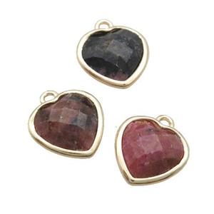Red Rhodonite Heart Pendant Faceted Gold Plated, approx 10mm [GM18792]