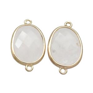 Clear Quartz Connector Faceted Oval Gold Plated, approx 13-16mm [GM18800]
