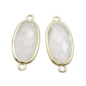 Clear Quartz Connector Faceted Oval Gold Plated, approx 12-20mm [GM18802]