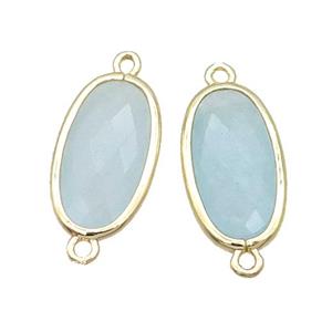 Blue Crystal Glass Connector Faceted Oval Gold Plated, approx 12-20mm [GM18805]