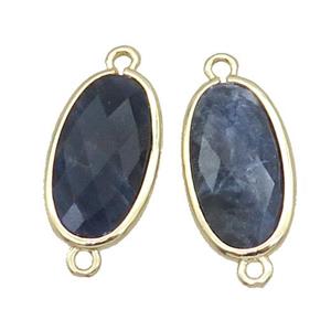 Blue Sodalite Connector Faceted Oval Gold Plated, approx 12-20mm [GM18806]