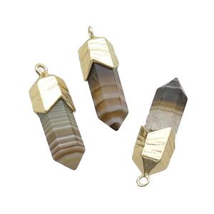 Coffee Stripe Agate Bullet Pendant Gold Plated, approx 6-25mm [GM18813]