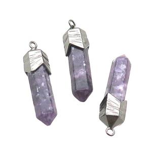 Lilac Lepidolite Bullet Pendant Black Plated, approx 6-28mm [GM18815]