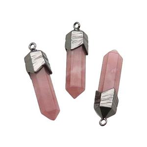 Synthetic Pink Watermelon Quartz Bullet Pendant Black Plated, approx 6-28mm [GM18817]