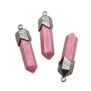 Pink Wooden Lace Jasper Bullet Pendant Black Plated, approx 6-28mm [GM18819]