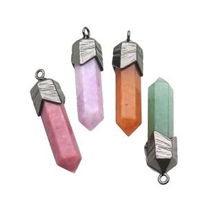 Mix Gemstone Bullet Pendant Black Plated, approx 6-28mm [GM18820]