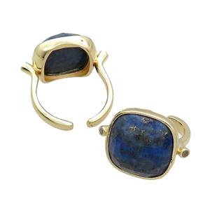 Blue Lapis Ring Square Copper Gold Plated, approx 16mm, 18mm dia [GM18847]