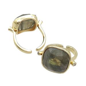 Labradorite Ring Square Copper Gold Plated, approx 16mm, 18mm dia [GM18848]