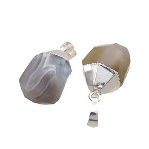 Botswana Pendant Faceted Teardrop Silver Plated, approx 12-16mm [GM18859]