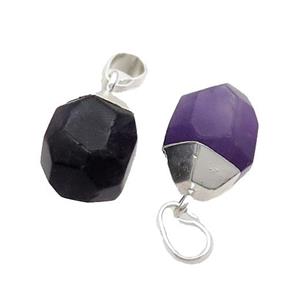 Deep Purple Amethyst Pendant Faceted Teardrop Silver Plated, approx 12-16mm [GM18863]
