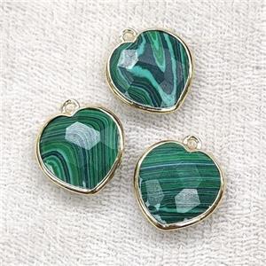 Green Synthetic Malachite Heart Pendant Gold Plated, approx 15mm [GM18865]
