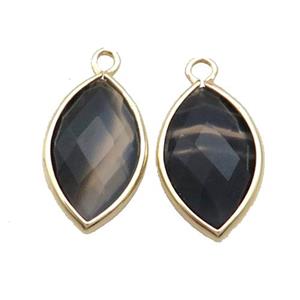 Natural Fluorite Pendant Black Faceted Horseeye Gold Plated, approx 11-18mm [GM18869]