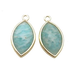 Natural Green Amazonite Pendant Faceted Horseeye Gold Plated, approx 11-18mm [GM18870]