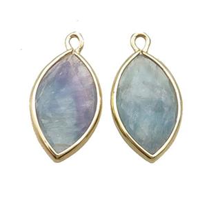 Natural Fluorite Pendant Multicolor Faceted Horseeye Gold Plated, approx 11-18mm [GM18872]