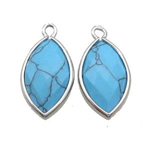 Blue Synthetic Turquoise Pendant Faceted Horseeye Platinum Plated, approx 11-18mm [GM18874]