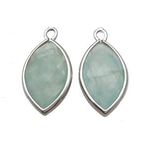 Natural Fluorite Pendant Green Faceted Horseeye Platinum Plated, approx 11-18mm [GM18878]