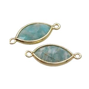Natural Green Amazonite Connector Faceted Horseeye Gold Plated, approx 11-18mm [GM18881]