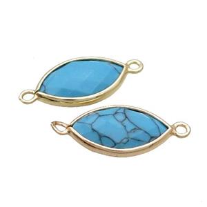 Blue Synthetic Turquoise Connector Faceted Horseeye Gold Plated, approx 11-18mm [GM18882]