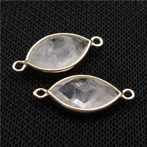 Clear Quartz Connector Faceted Horseeye Gold Plated, approx 11-18mm [GM18883]