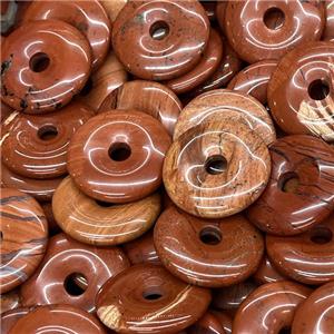 Natural Red Jasper Donut Pendant, approx 30mm [GM18892]