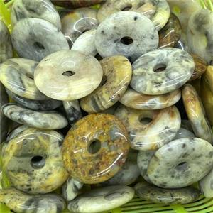 Natural Crazy Agate Donut Pendant Yellow, approx 30mm [GM18897]