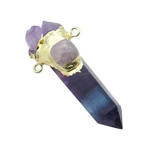 Natural Fluorite Bullet Pendant Amethyst Gold Plated, approx 20-55mm [GM18957]