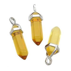 Gold Glass Bullet Pendant, approx 8x30mm [GM18979]