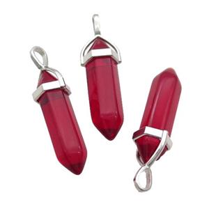 Red Glass Bullet Pendant, approx 8x30mm [GM18981]
