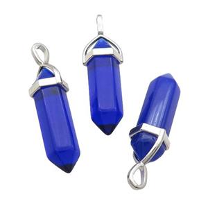 Deepblue Glass Bullet Pendant, approx 8x30mm [GM18982]