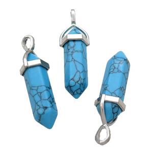 Blue Synthetic Turquoise Bullet Pendant, approx 8x30mm [GM18995]
